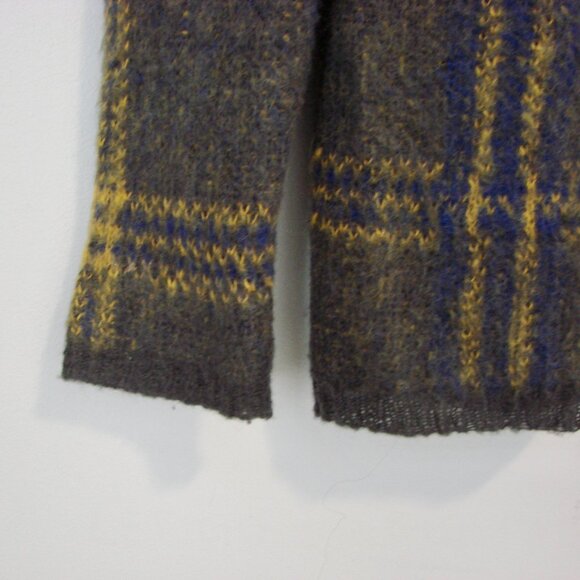 J.O.A. Los Angeles Gray Plaid Cardigan Sweater Wool Mohair Fuzzy Preppy Small - Picture 13 of 16